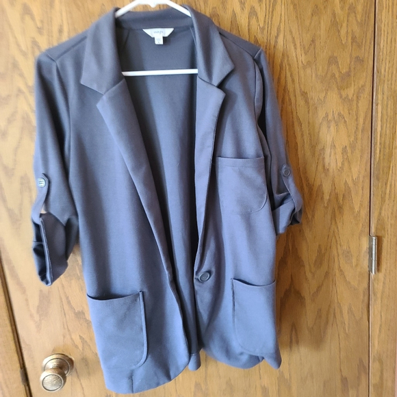 Energie Women's L Gray Jacket with 3/4 Roll-Up Sleeves - Picture 7 of 11